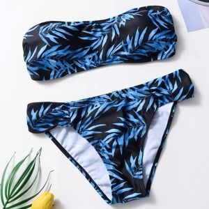 Blue Leaf Pattern Bikini